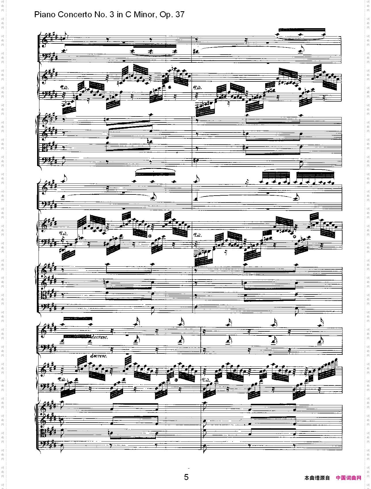 C小调钢琴第三协奏曲Op.37第二乐章