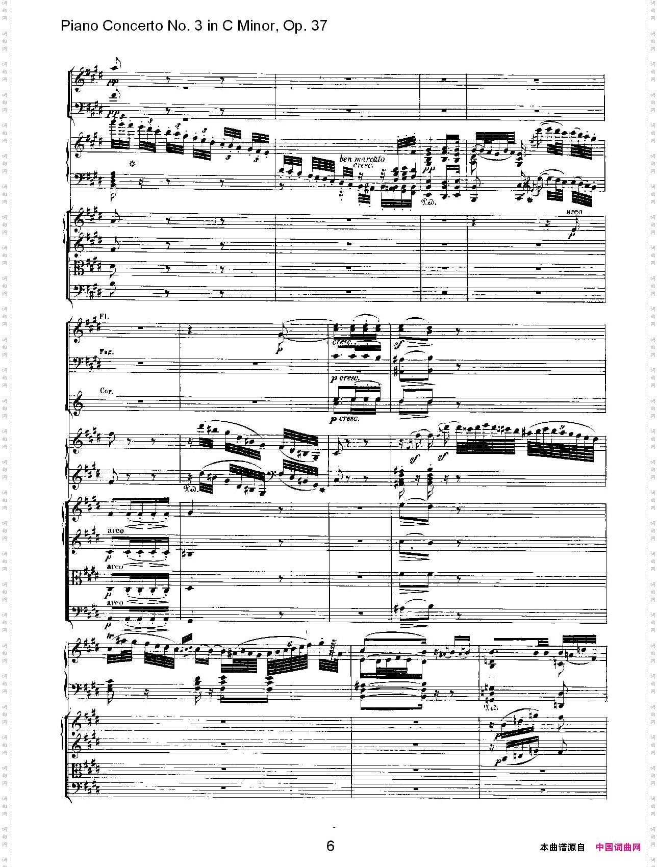 C小调钢琴第三协奏曲Op.37第二乐章