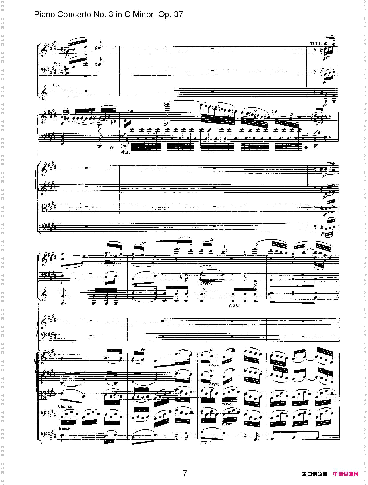 C小调钢琴第三协奏曲Op.37第二乐章