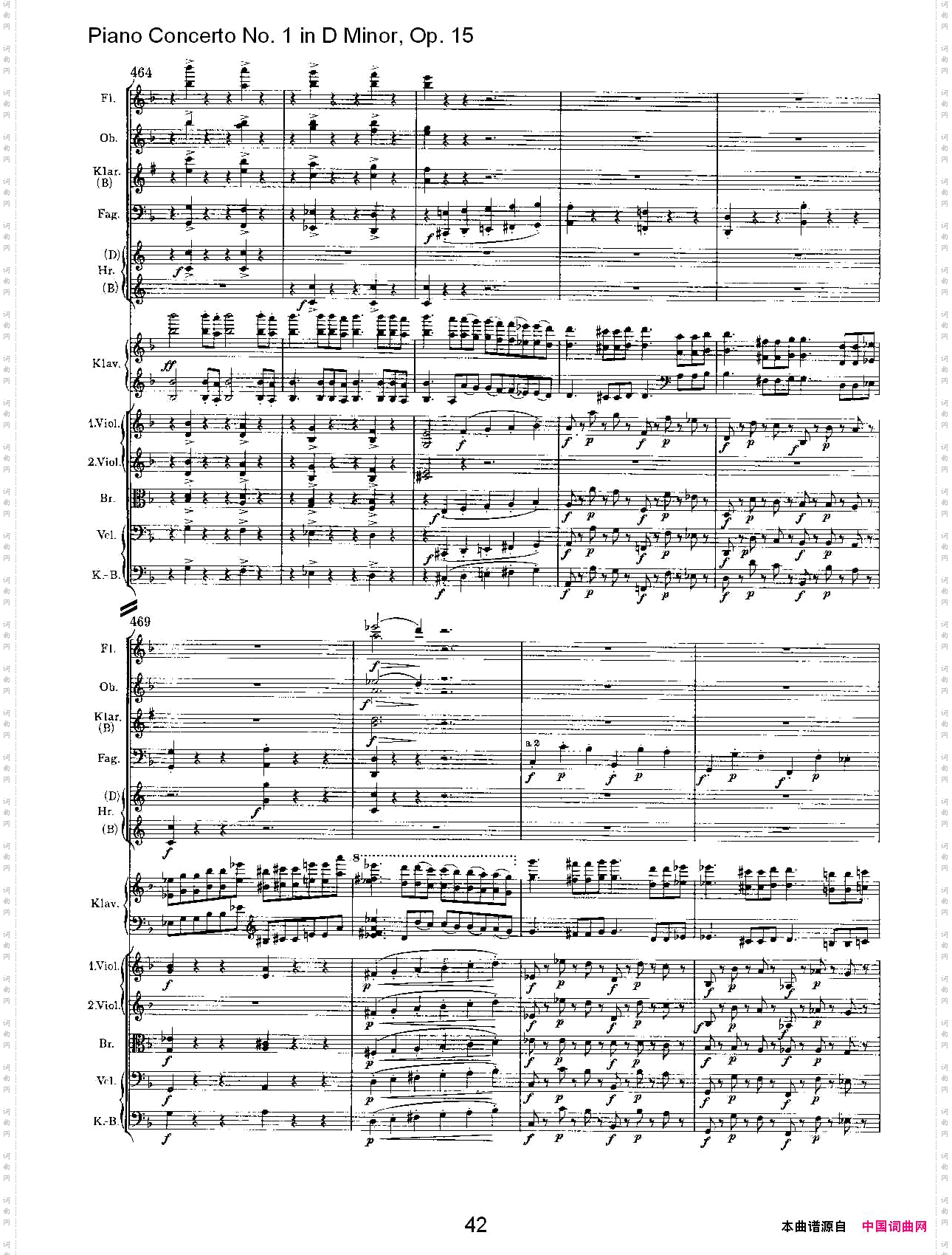 D小调钢琴第一协奏曲,Op.15第一乐章二