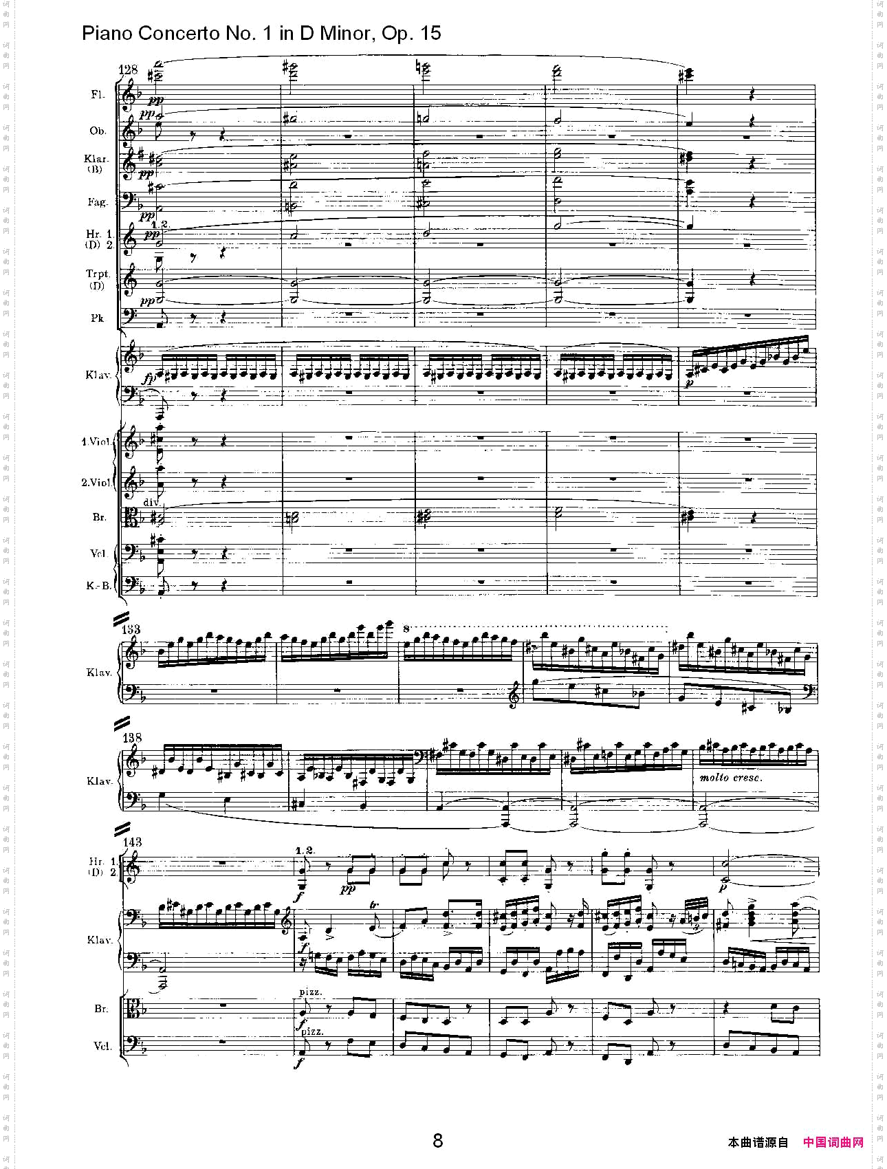 D小调钢琴第一协奏曲,Op.15第三乐章一