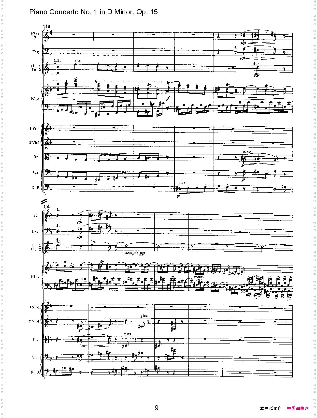 D小调钢琴第一协奏曲,Op.15第三乐章一