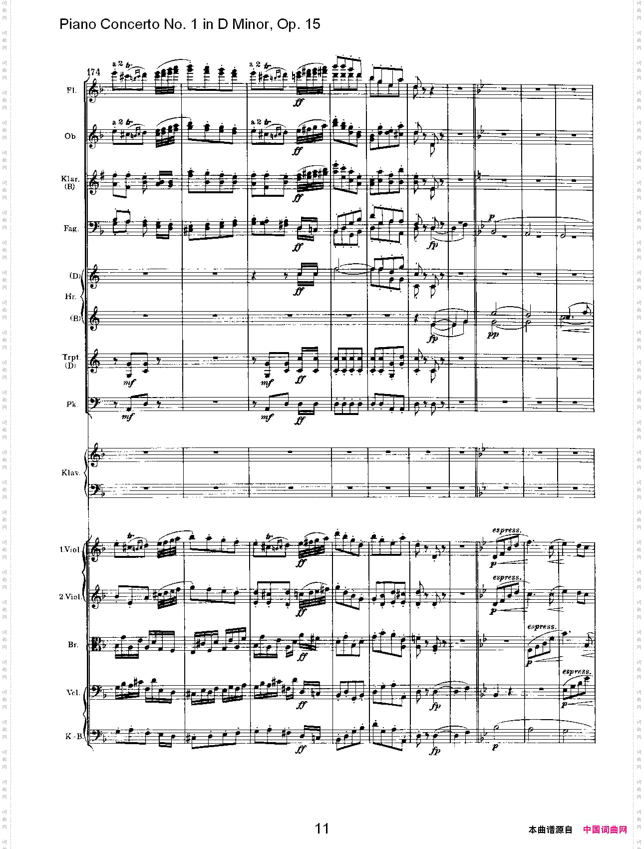 D小调钢琴第一协奏曲,Op.15第三乐章一