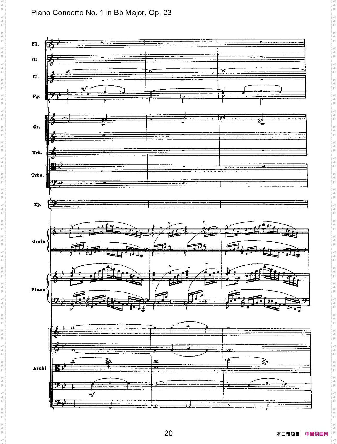 Bb大调第一钢琴协奏曲,Op.23第一乐章第二部一