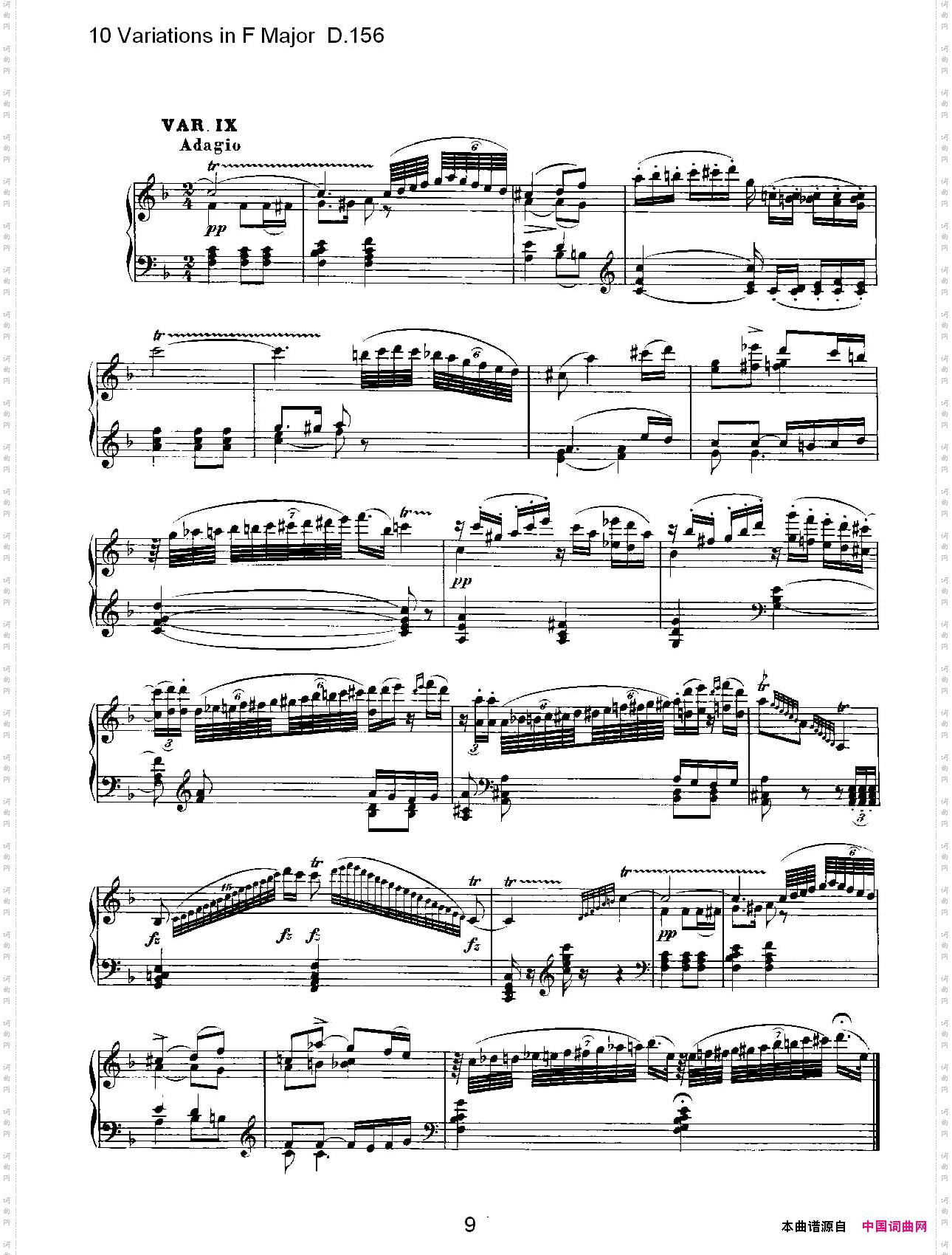 10VariationsinFMajorD.156F大调10变奏曲D.156