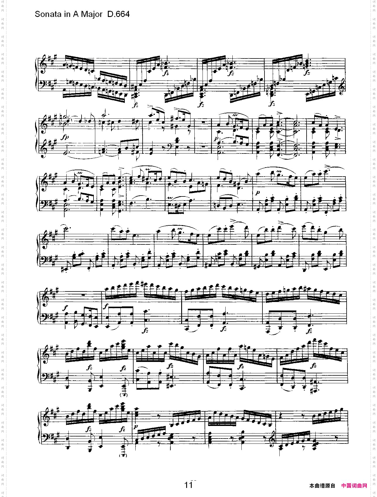 SonatainAMajorD.664A大调奏鸣曲D.664