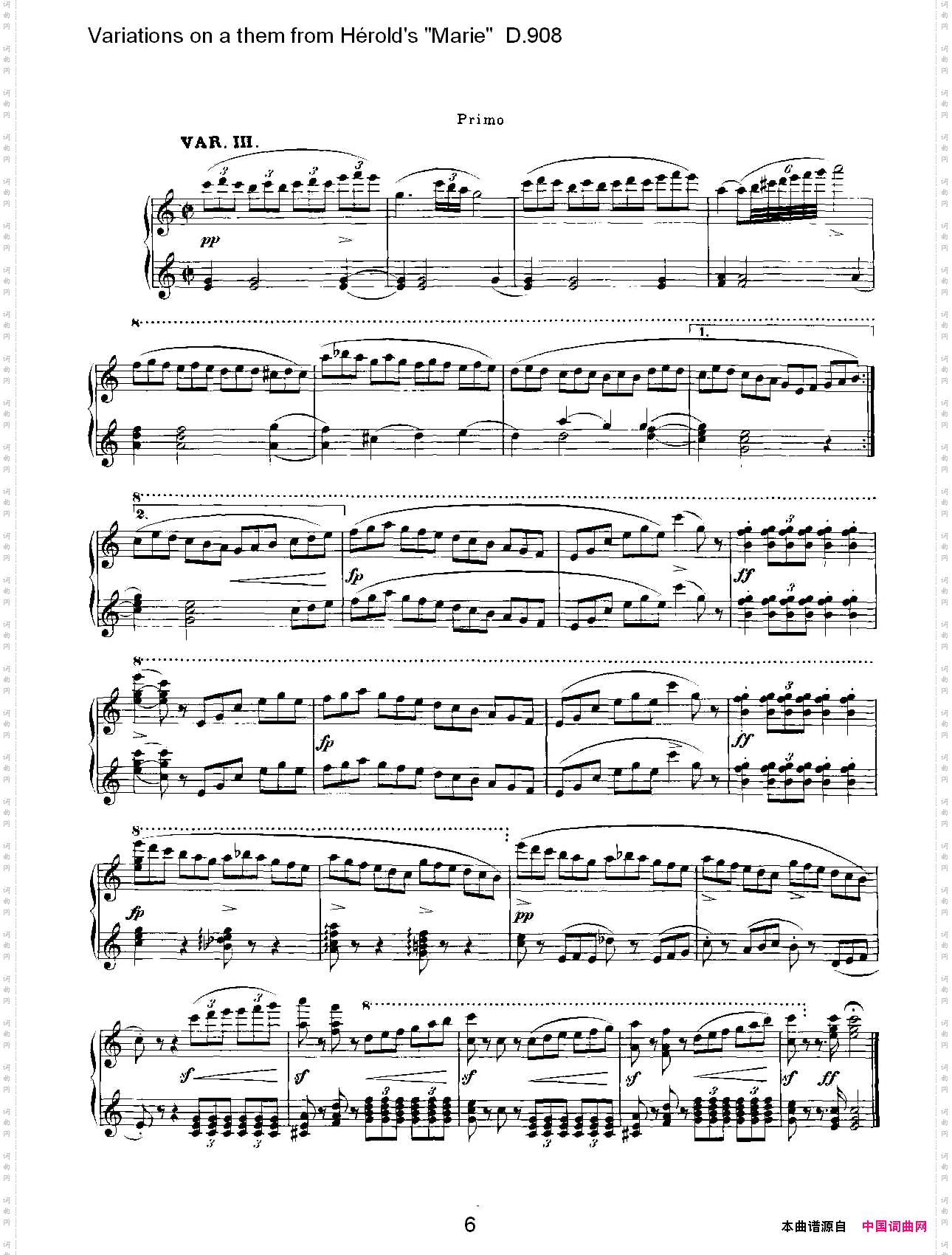 athemfromHérold’s"Marie"变鸣曲D.908