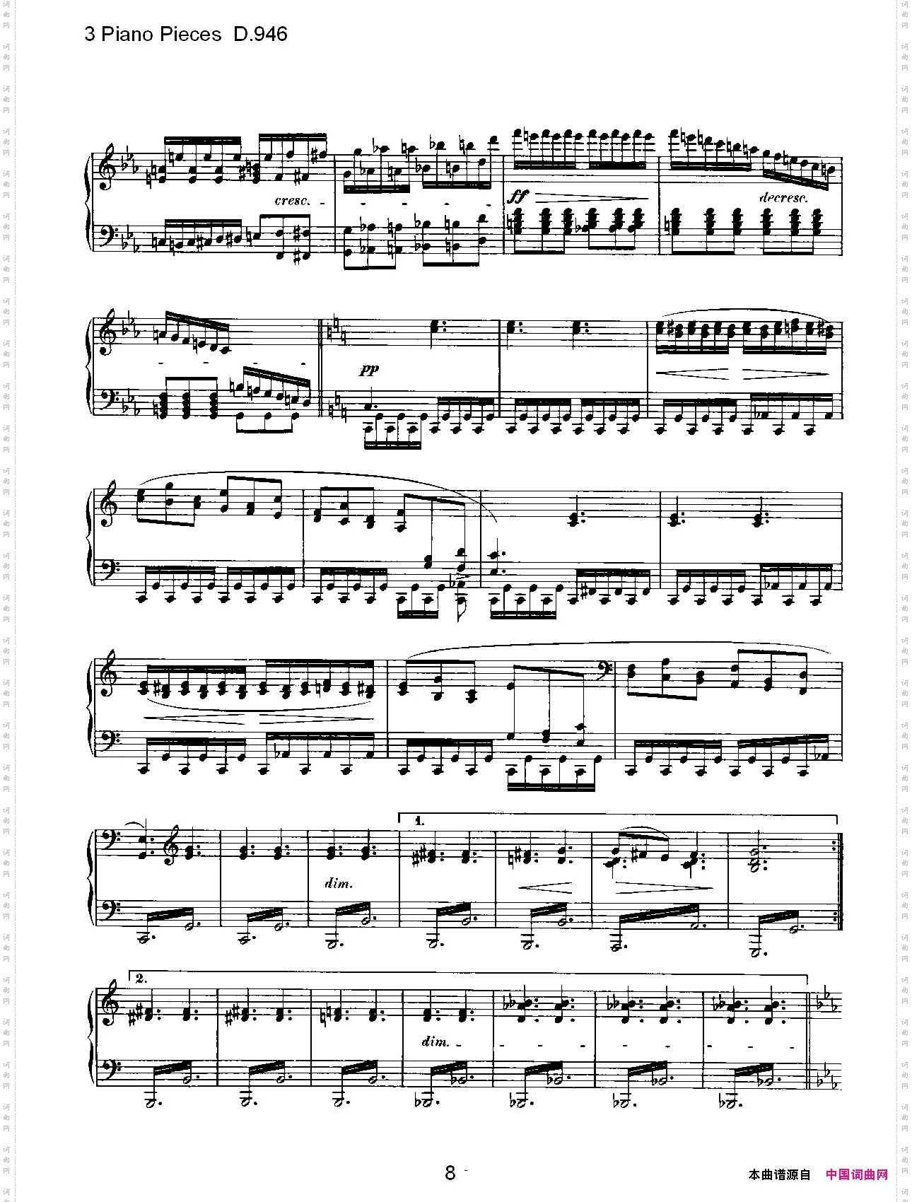 3PianoPiecesD.946钢琴三联奏D.946