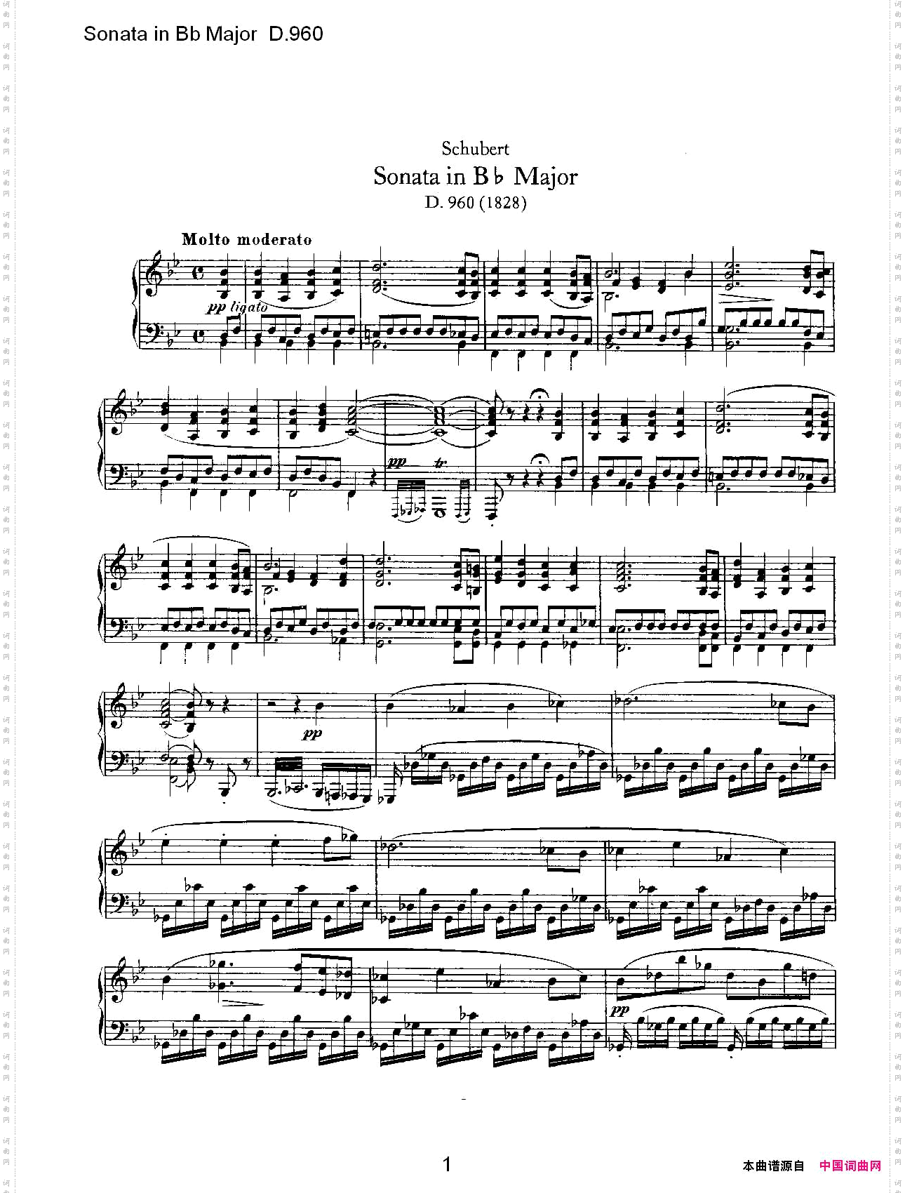 SonatainBbMajorD.960Bb大调奏鸣曲D.960