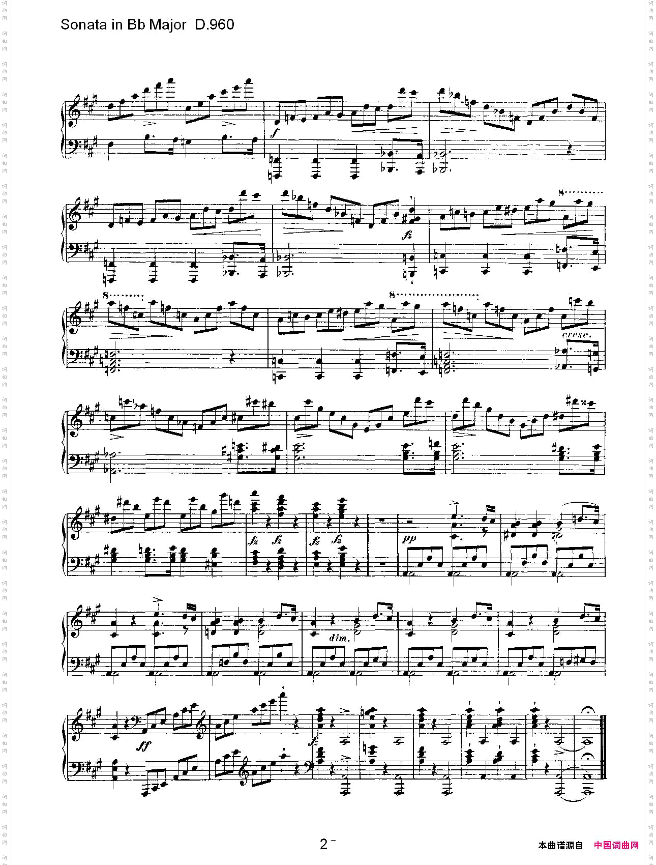SonatainBbMajorD.960Bb大调奏鸣曲D.960