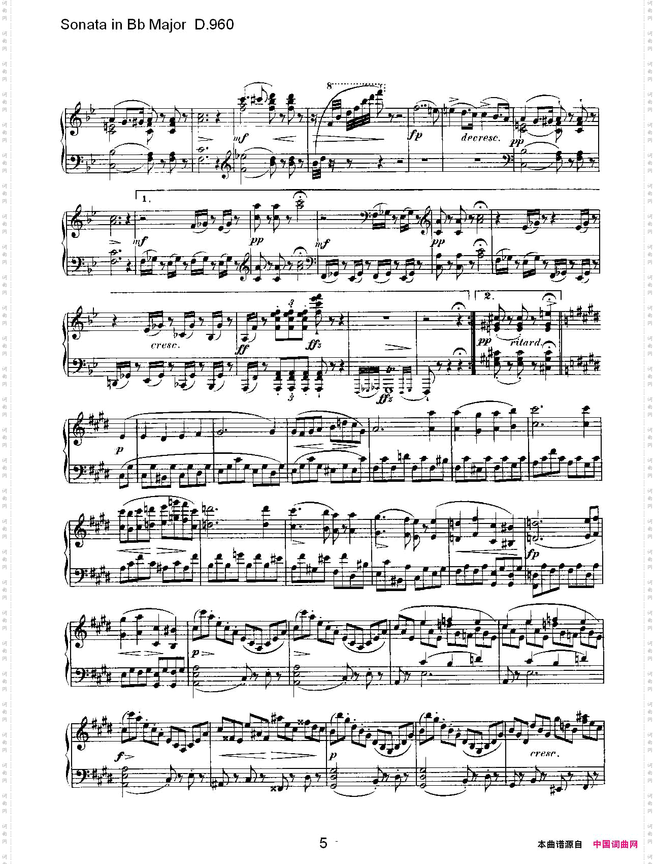 SonatainBbMajorD.960Bb大调奏鸣曲D.960