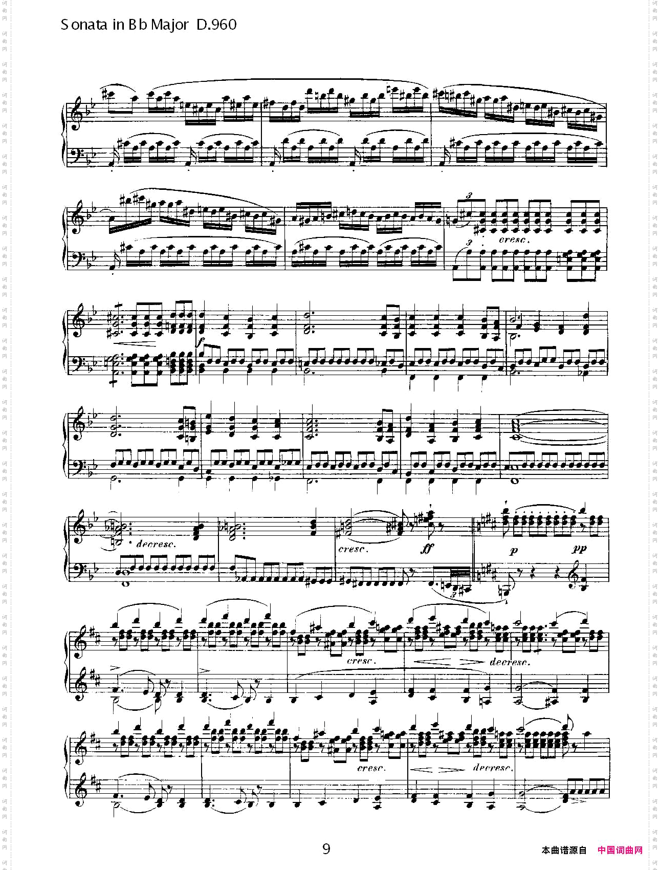 SonatainBbMajorD.960Bb大调奏鸣曲D.960