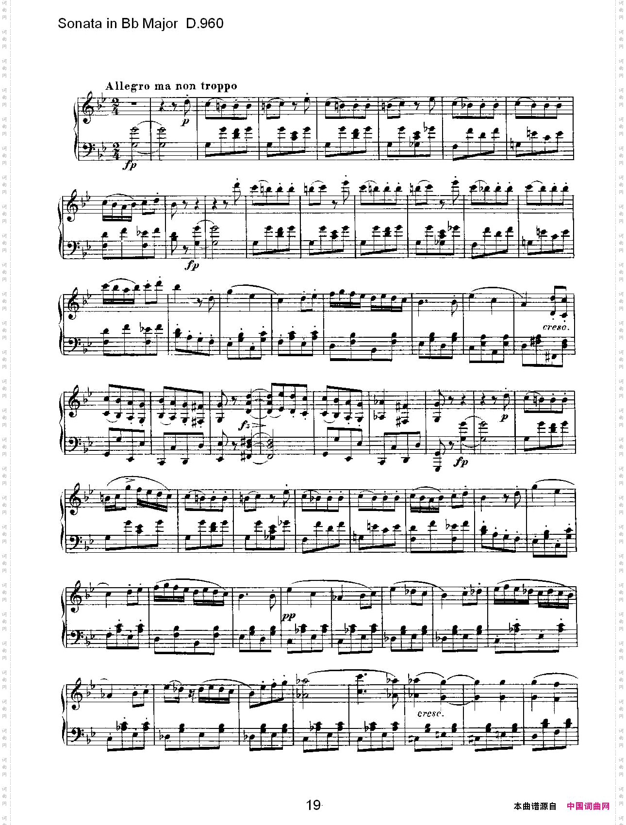 SonatainBbMajorD.960Bb大调奏鸣曲D.960