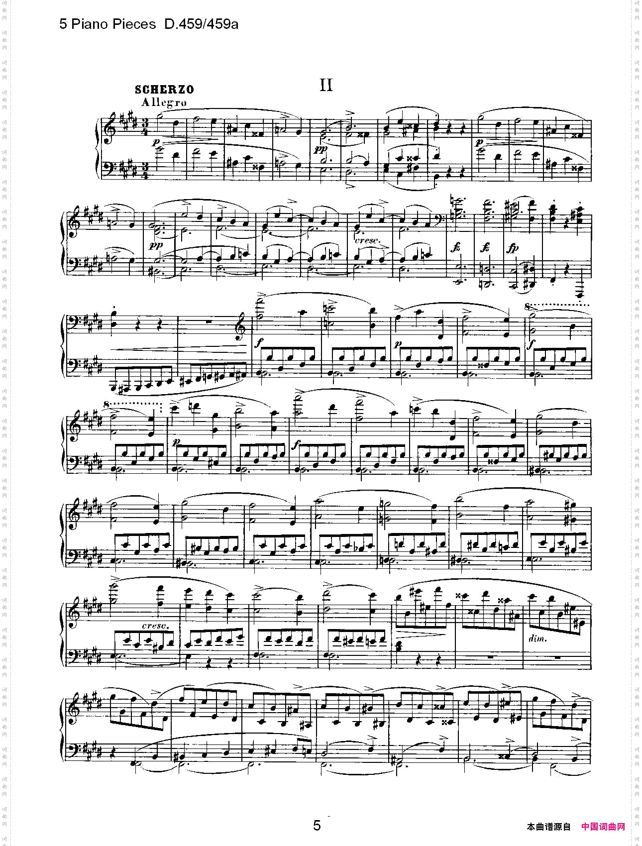 5PianoPiecesD.459/459a钢琴五联奏D.459/459a