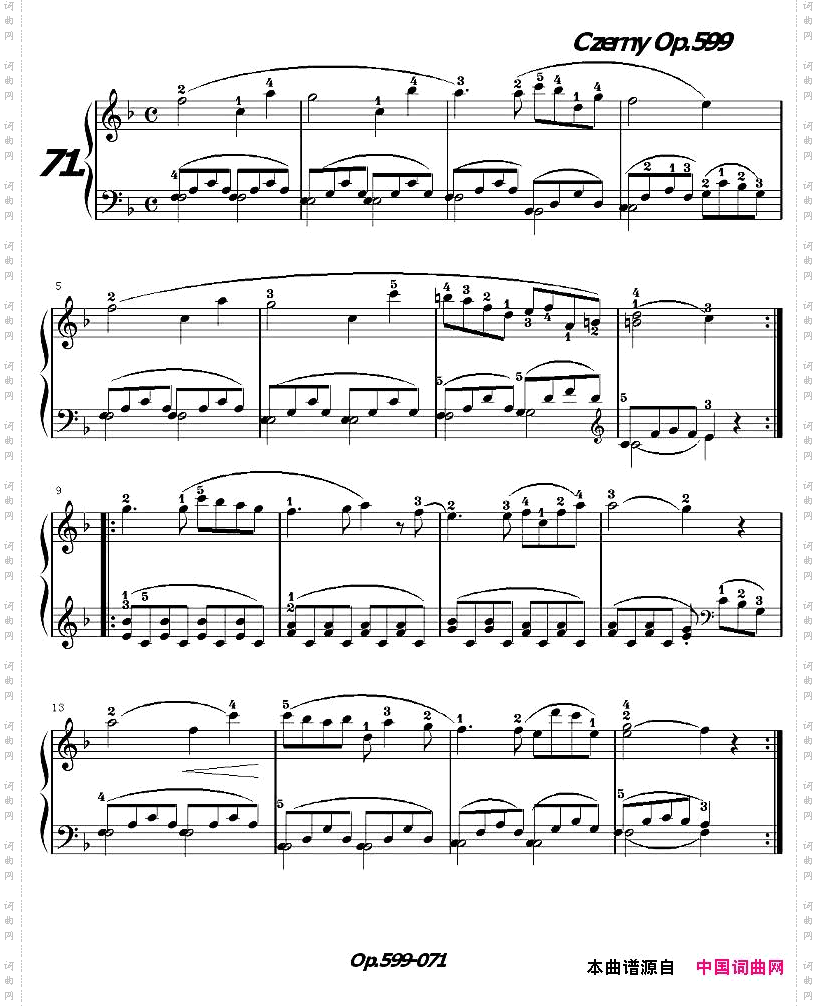 《车尔尼练习曲》OP.599之071-080