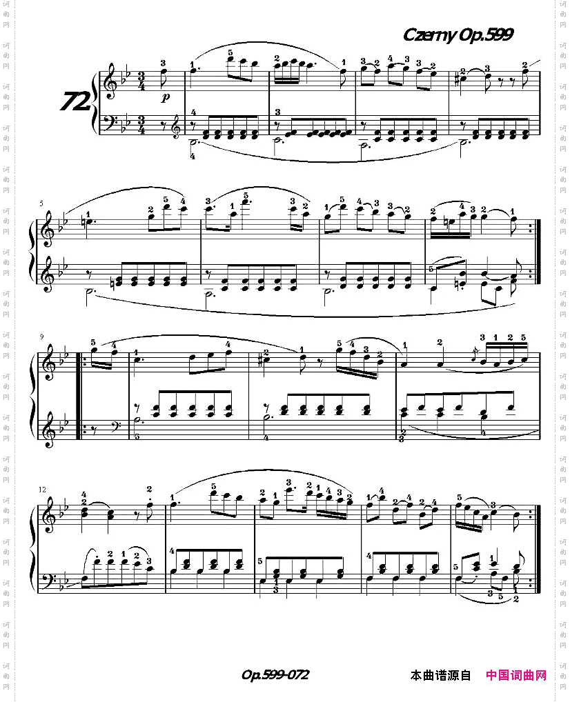 《车尔尼练习曲》OP.599之071-080