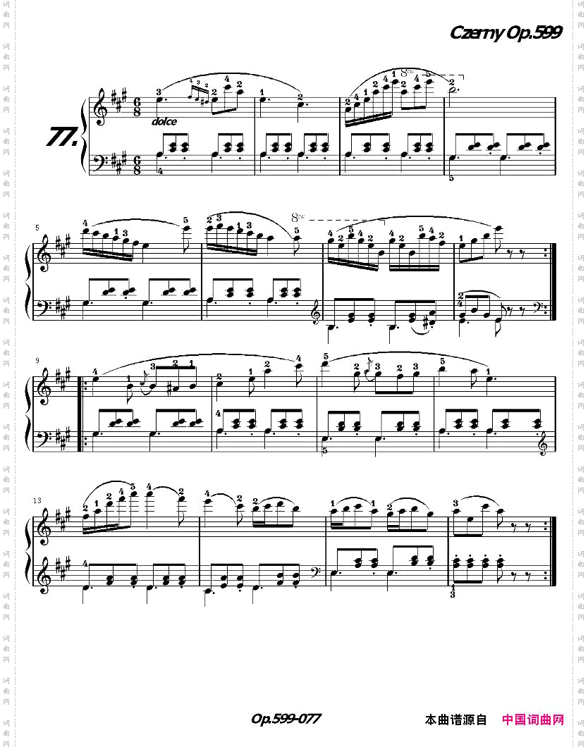 《车尔尼练习曲》OP.599之071-080