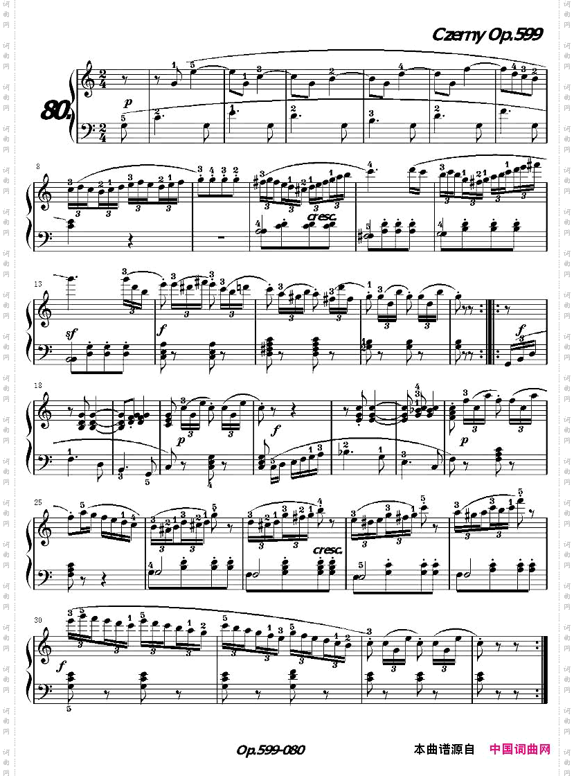 《车尔尼练习曲》OP.599之071-080