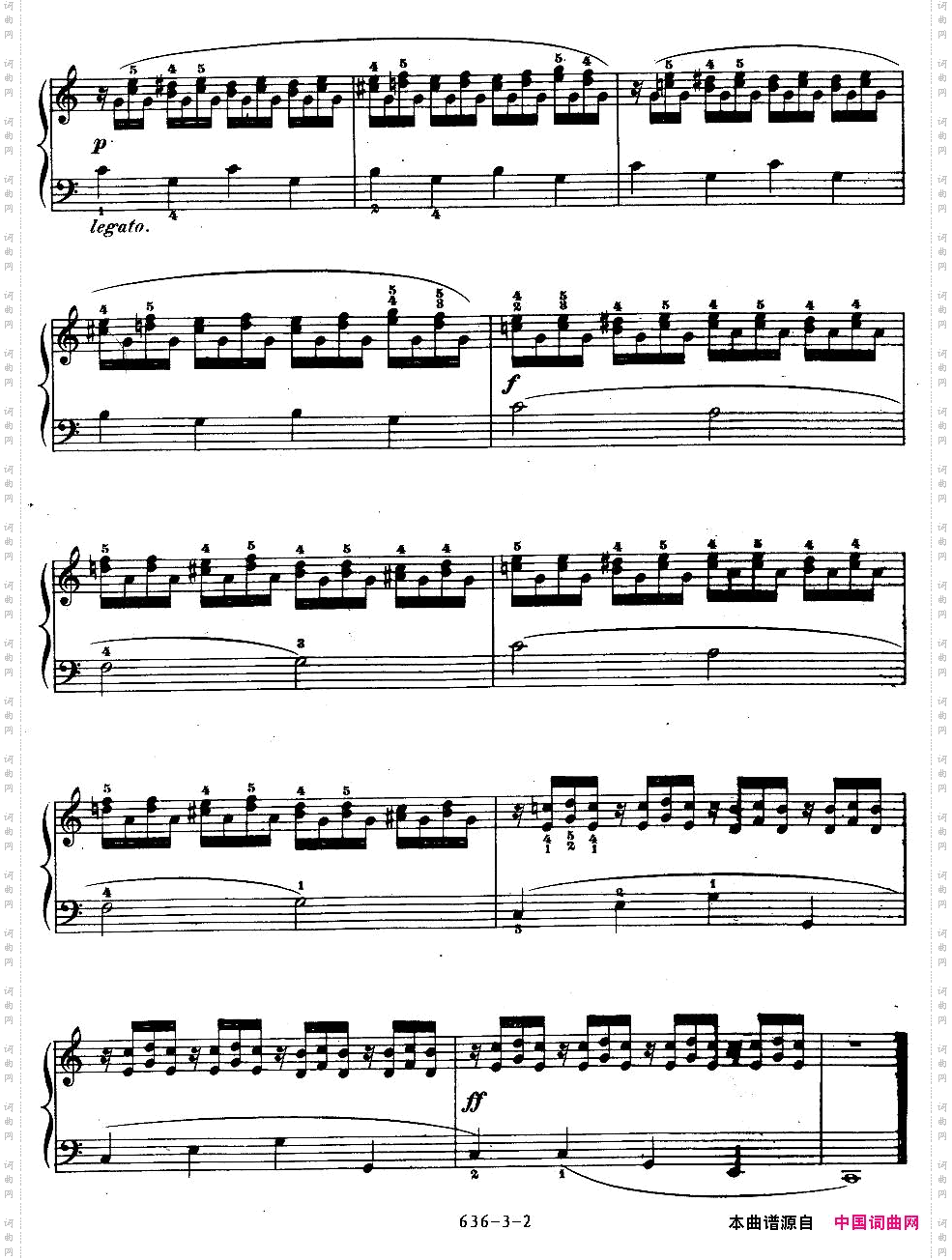 《车尔尼钢琴手指灵巧初步练习曲》OP.636-3