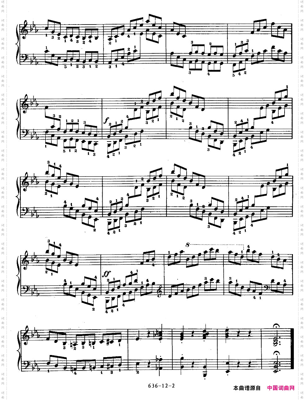 《车尔尼钢琴手指灵巧初步练习曲》OP.636-12