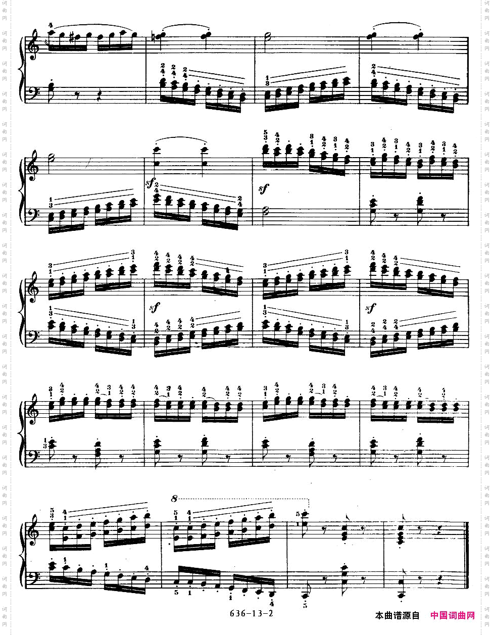 《车尔尼钢琴手指灵巧初步练习曲》OP.636-13