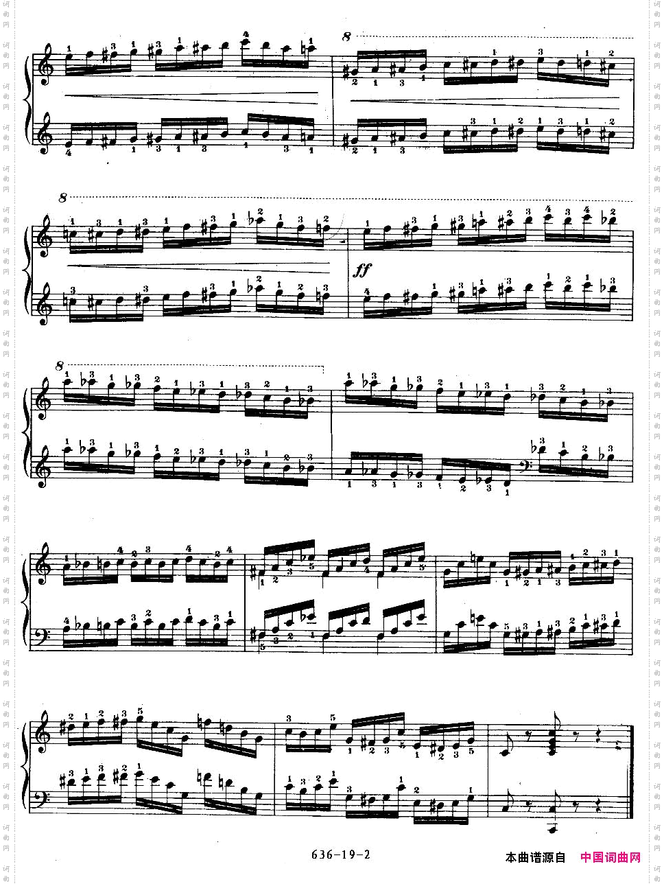 《车尔尼钢琴手指灵巧初步练习曲》OP.636-19