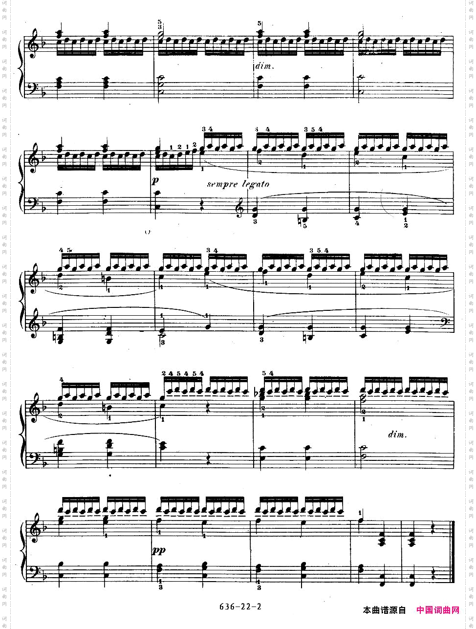 《车尔尼钢琴手指灵巧初步练习曲》OP.636-22