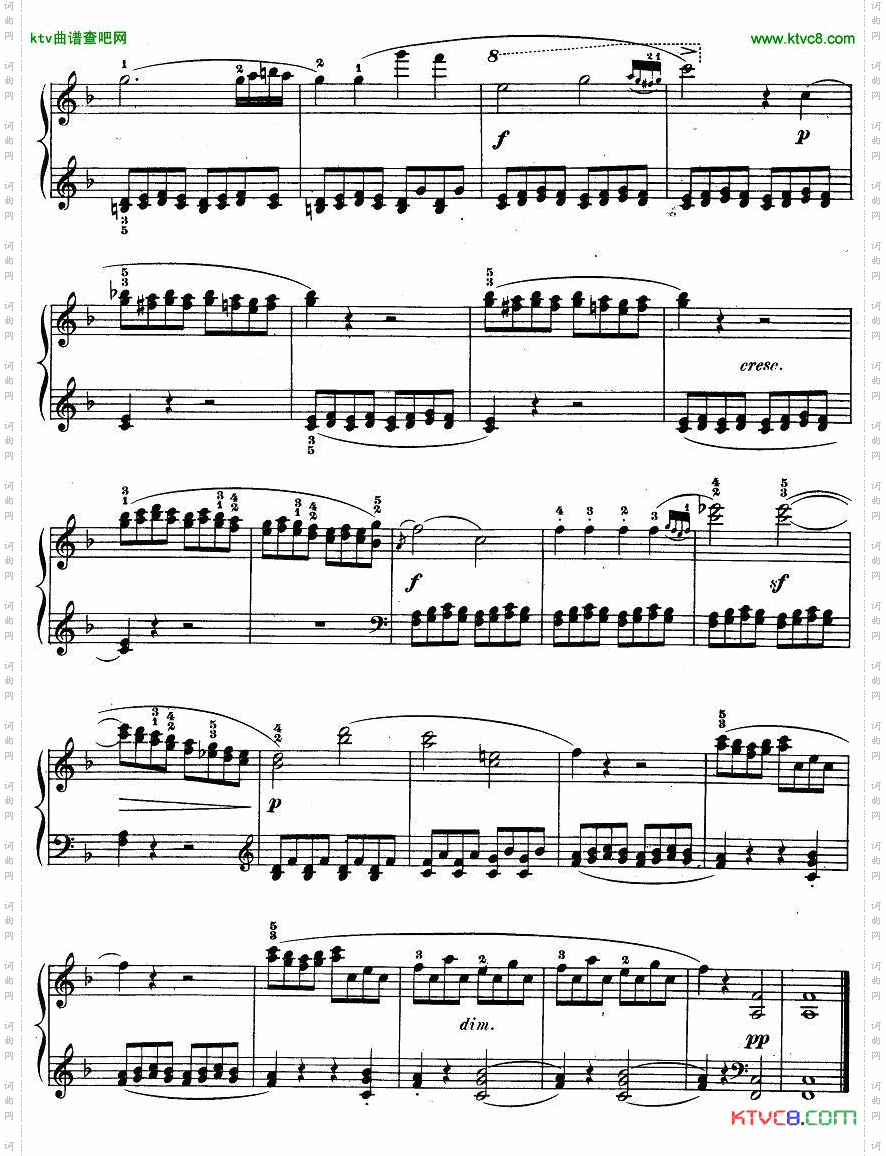 车尔尼《钢琴手指灵巧初步练习曲》之四