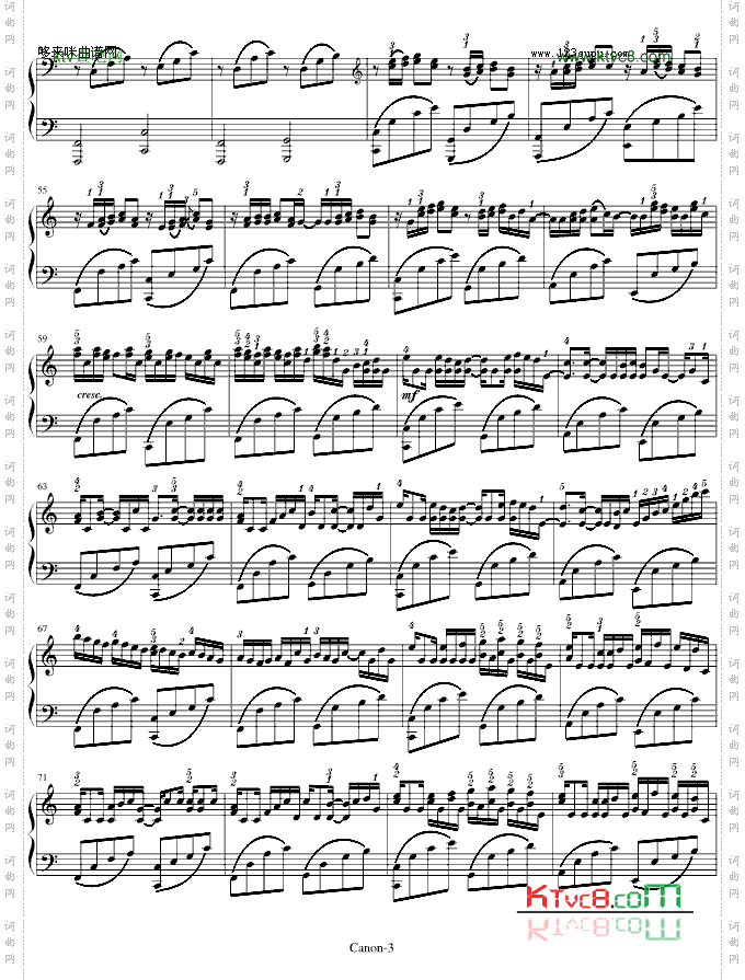 卡农-GeorgeWinston版附指法-帕赫贝尔-Pachelbel