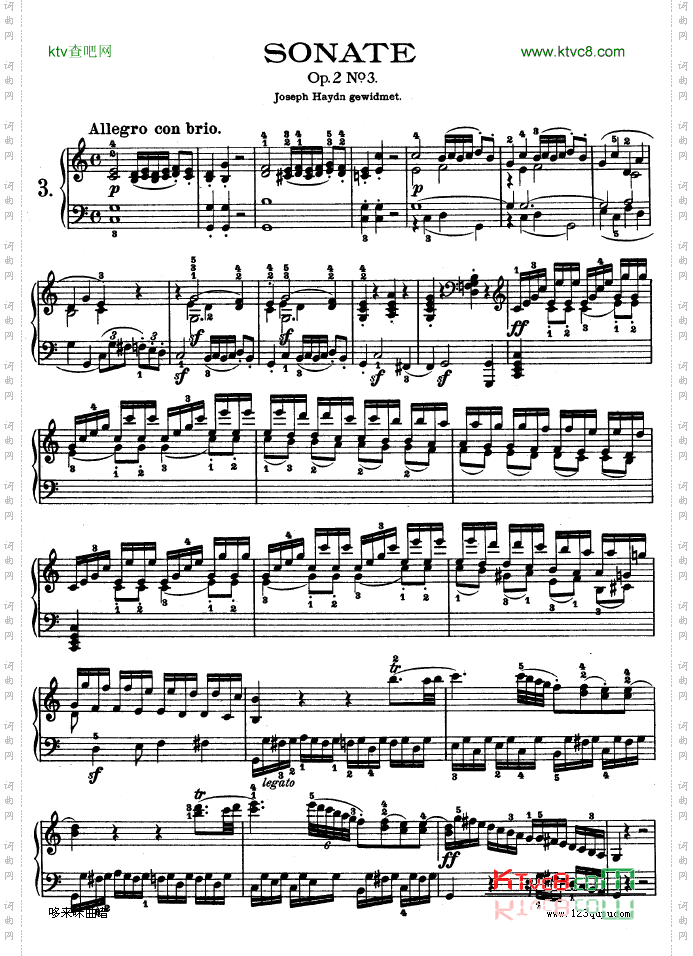第三钢琴奏鸣曲-Op.2No.3-贝多芬