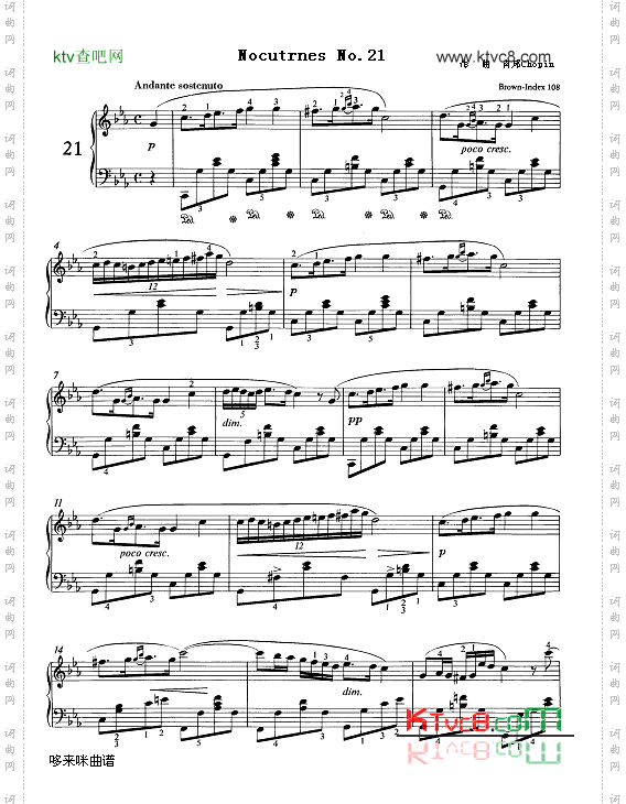 夜曲21号作品c小调遗作-肖邦