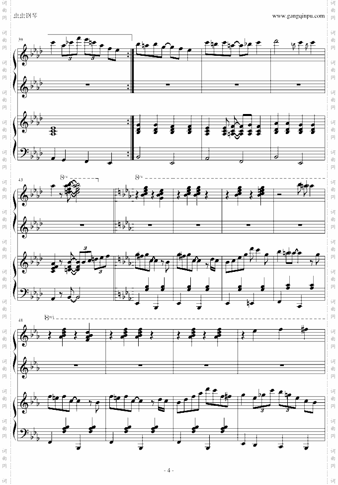 小兔来了爵士插曲，四手联弹-Eb调