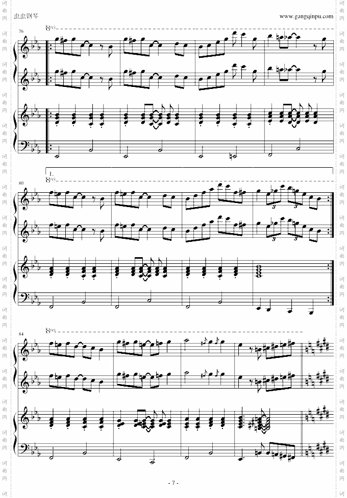 小兔来了爵士插曲，四手联弹-Eb调