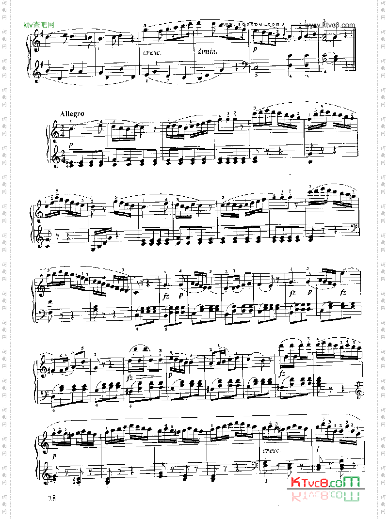 小奏鸣曲Op.36No.3键盘类钢琴