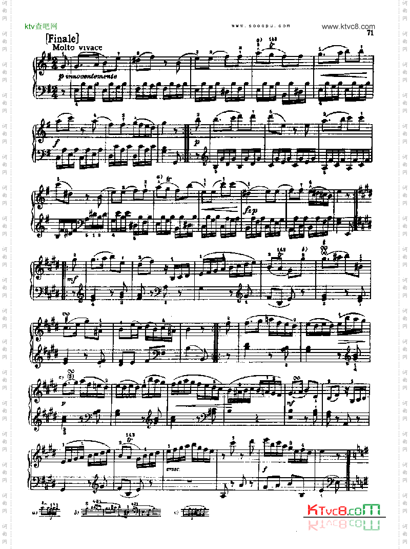 奏鸣曲八1778年出版键盘类钢琴