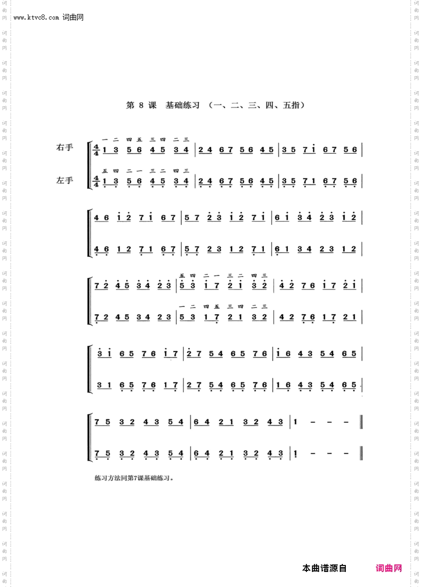 哈农_哈农指法练习20课-简谱简化版