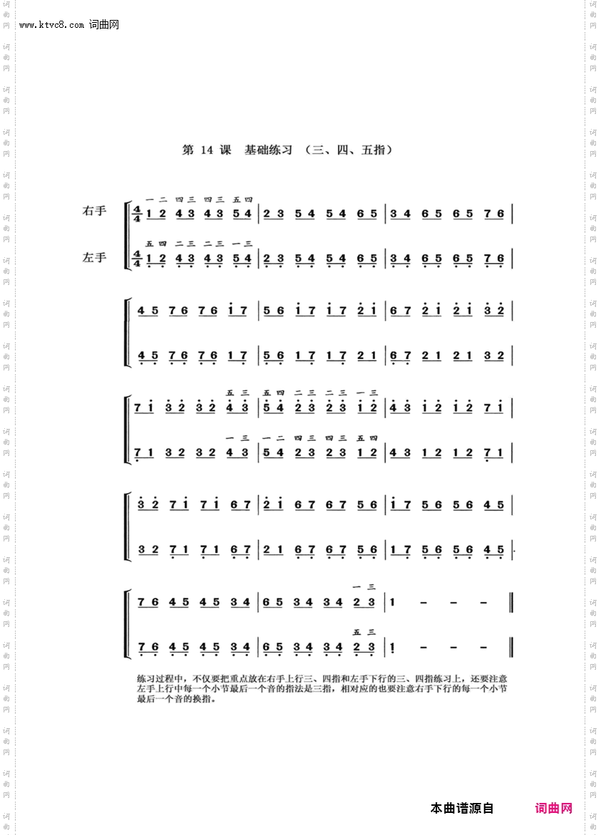 哈农_哈农指法练习20课-简谱简化版