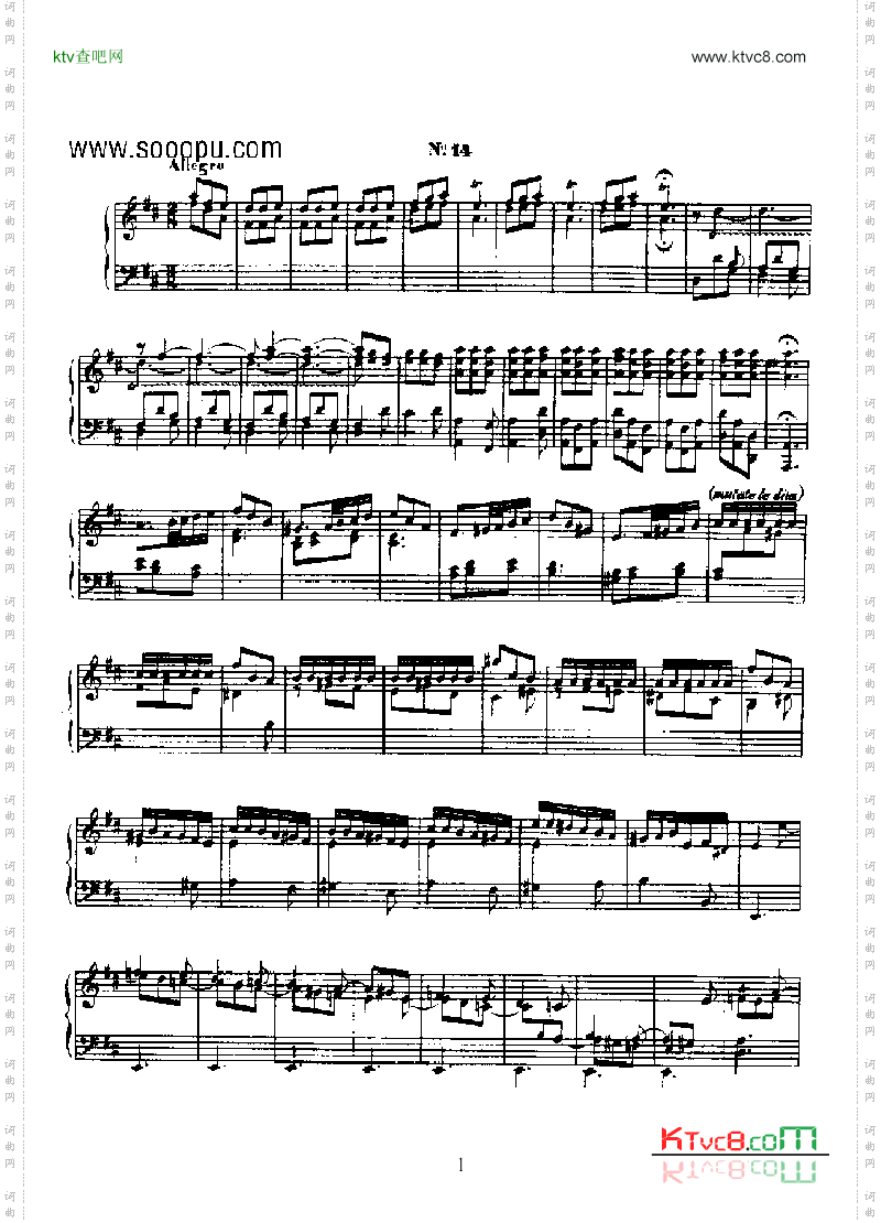 二十首经典奏鸣曲第十四首键盘类钢琴