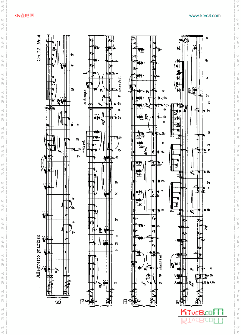 斯拉夫舞曲四手联弹键盘类钢琴