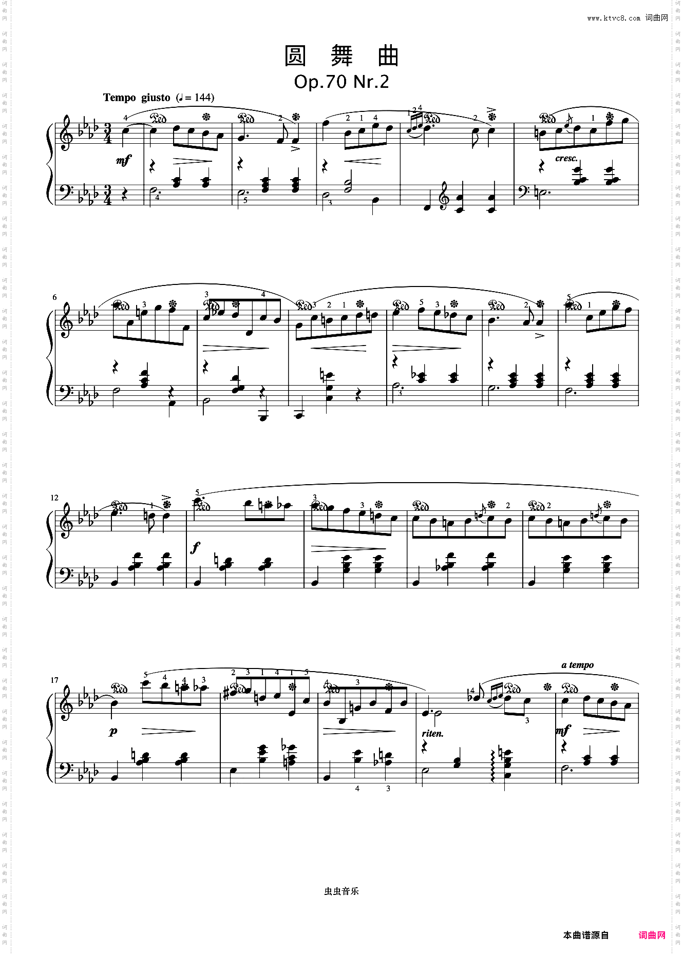 圆舞曲 Op·70 No·2《肖邦圆舞曲集》