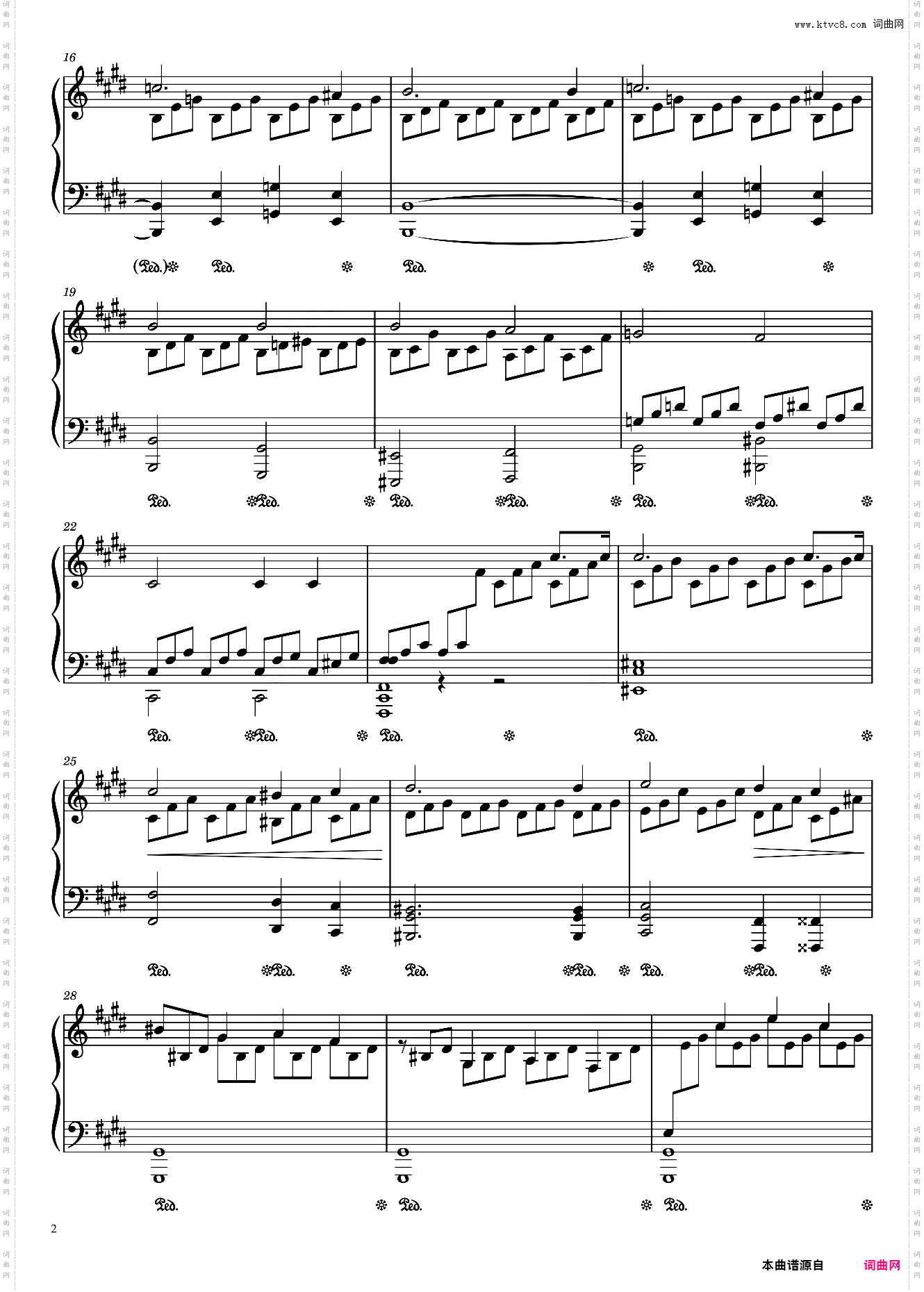 贝多芬《月光奏鸣曲》第一乐章钢琴谱 Sonata No· 14 ·