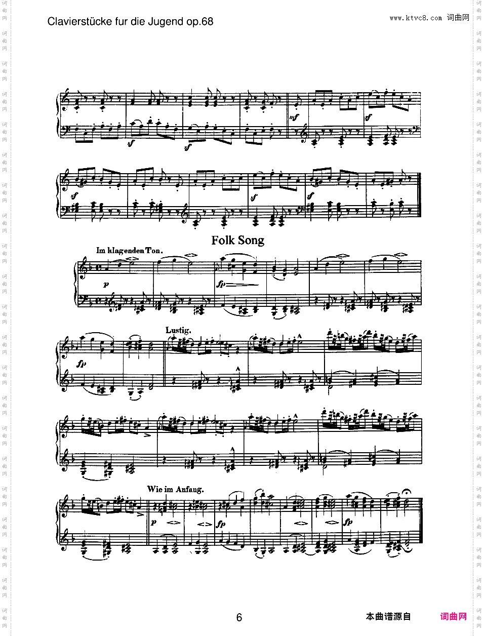 儿童钢琴曲集 Album For The Young Op·68