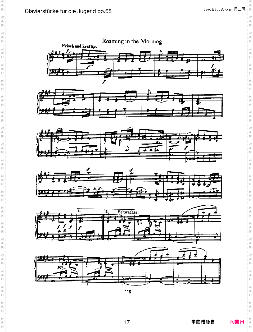儿童钢琴曲集 Album For The Young Op·68