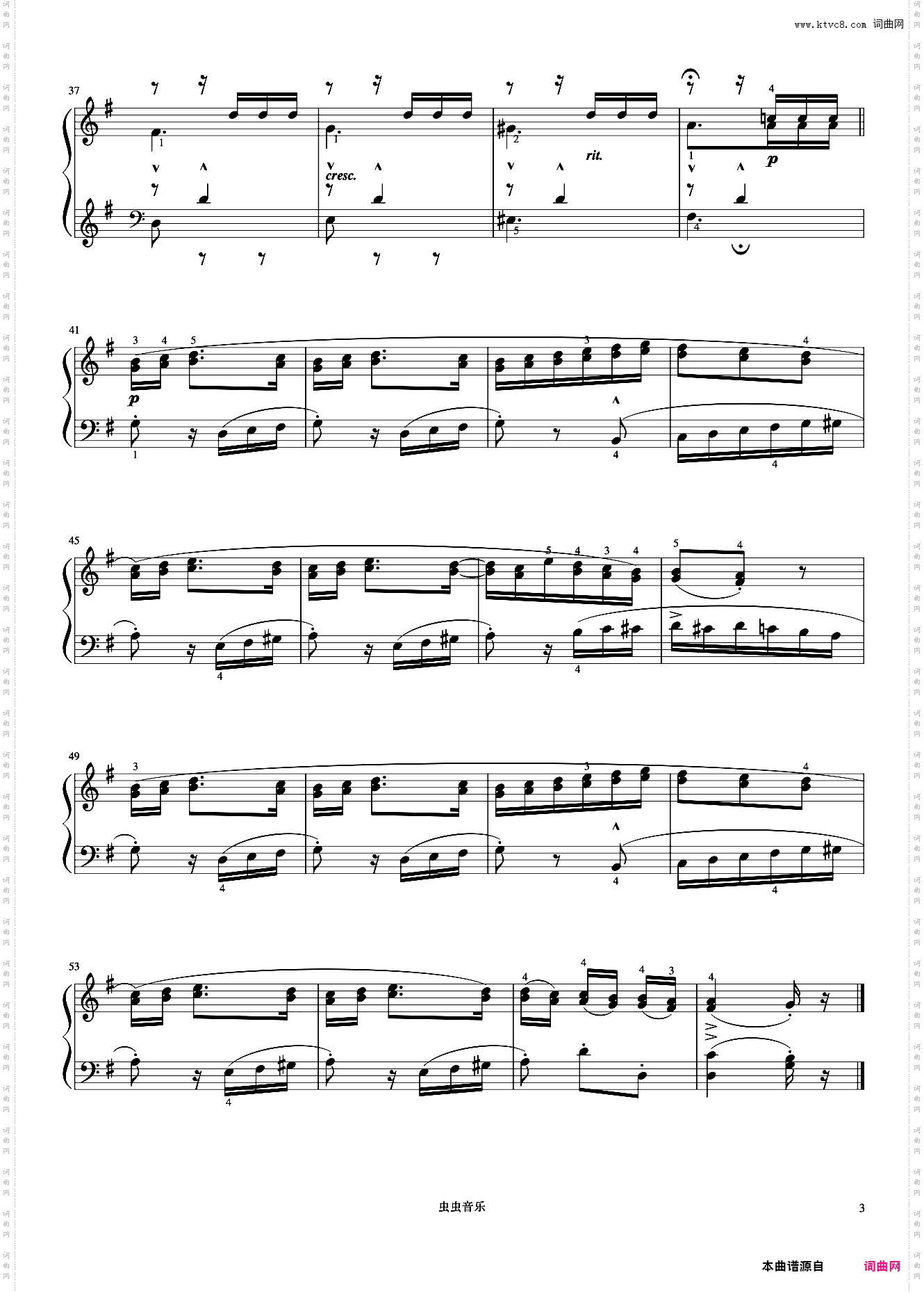 4级 练习曲Op·37 No·42《音协钢琴考级曲目 1-5级》
