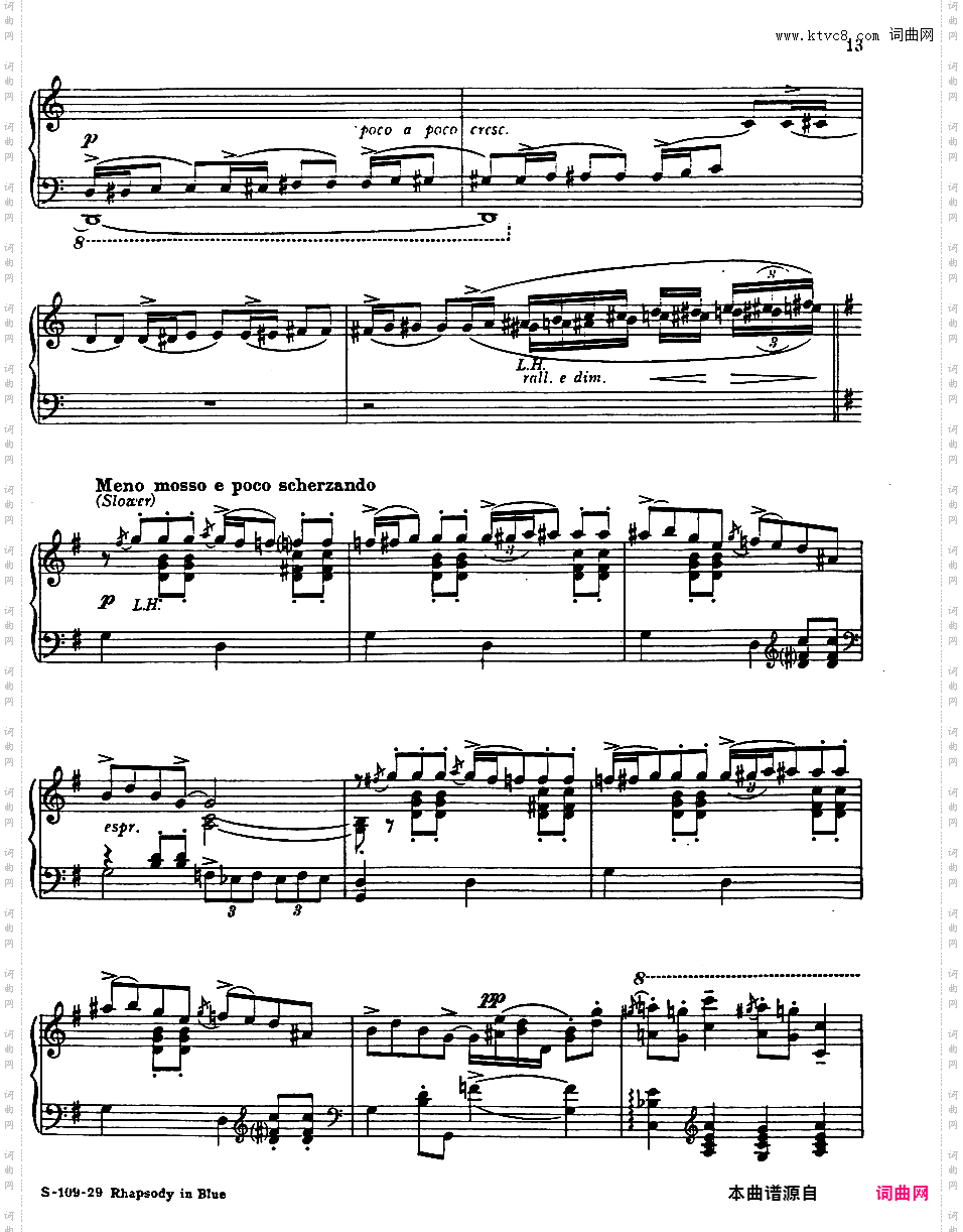 蓝色狂想曲 Rhapsody in Blue - 为钢琴与乐队而作
