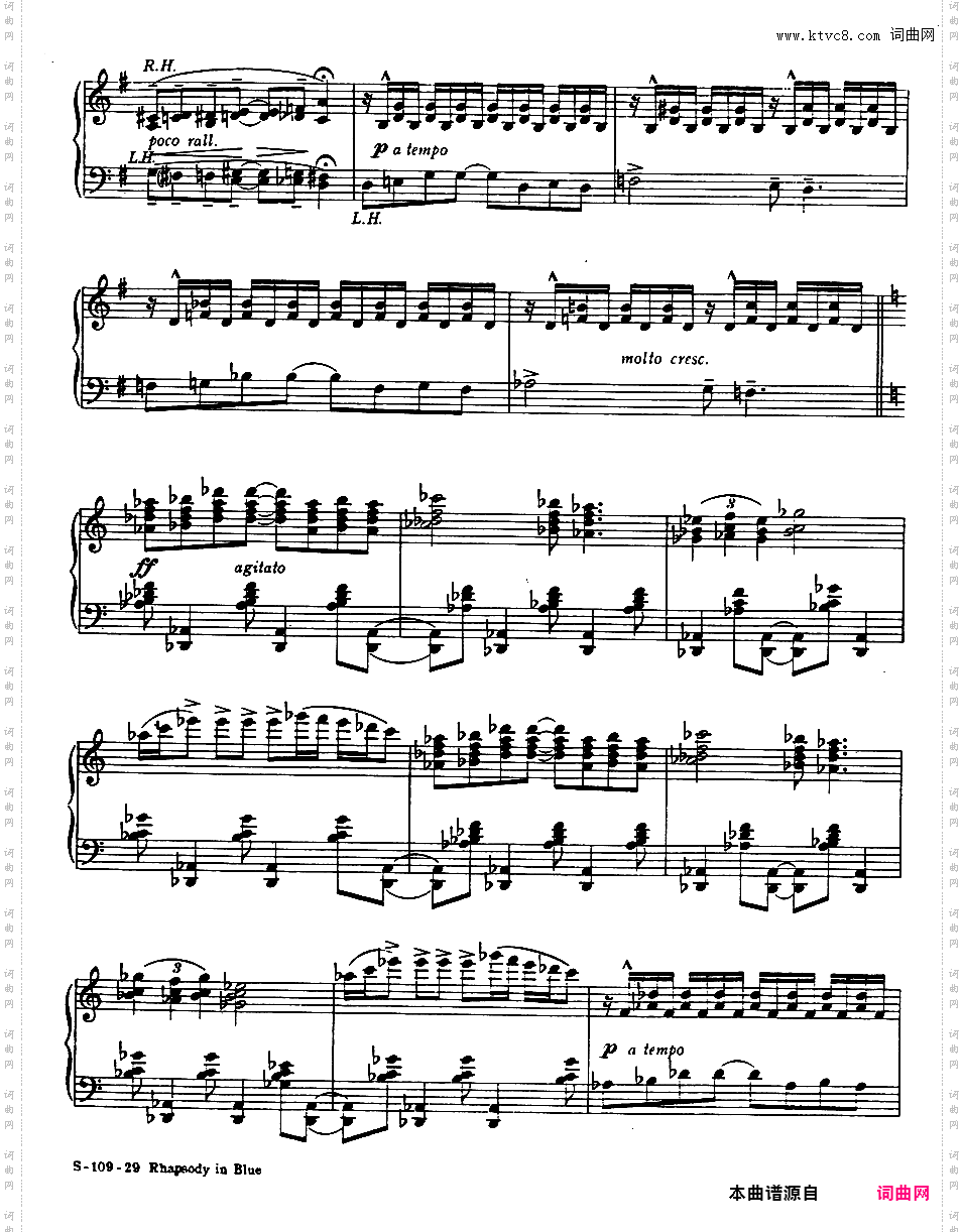 蓝色狂想曲 Rhapsody in Blue - 为钢琴与乐队而作