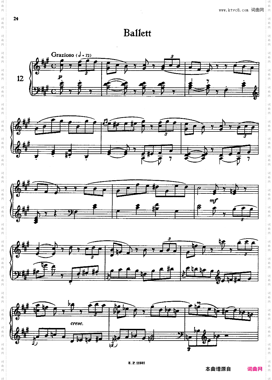 儿童钢琴曲集 Twelve Children's Pieces Op·31