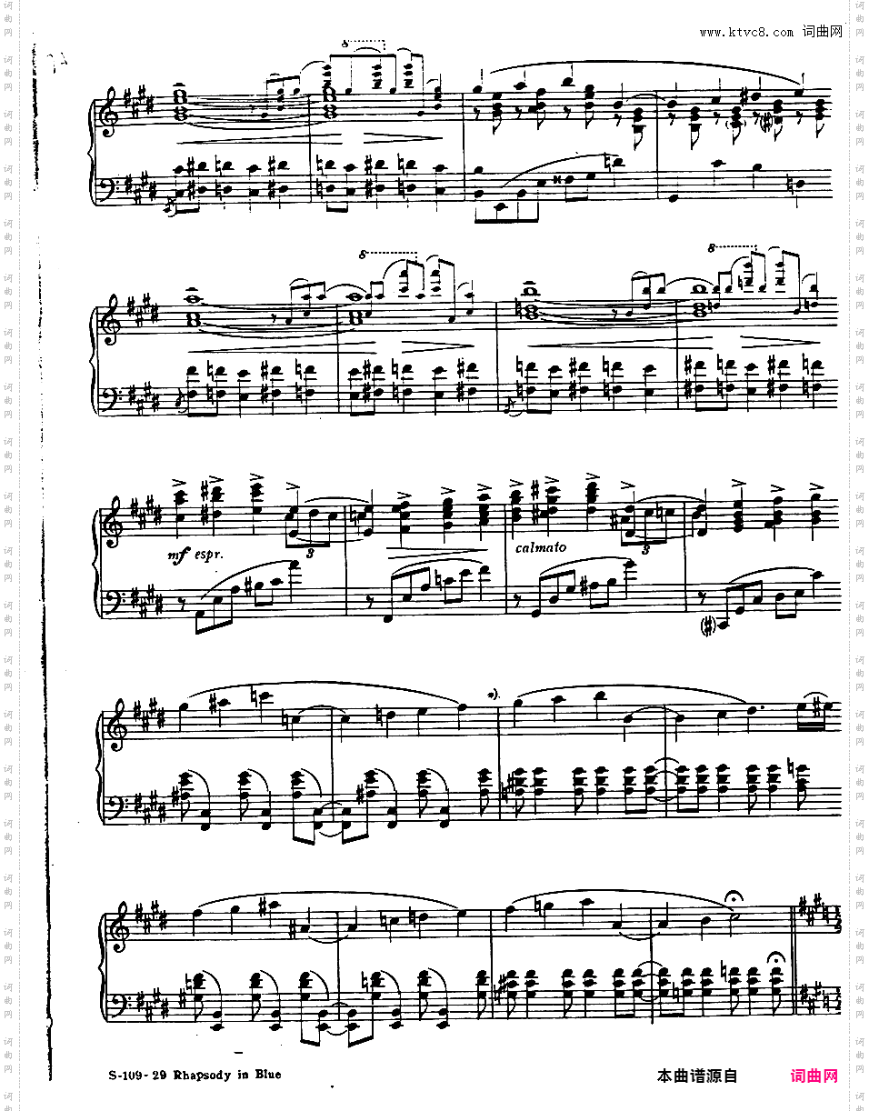 蓝色狂想曲 Rhapsody in Blue - 为钢琴与乐队而作