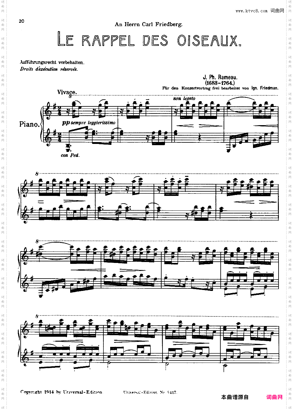 Friedman 改编曲集Rameau-Friedman Le Rappel des Oiseaux