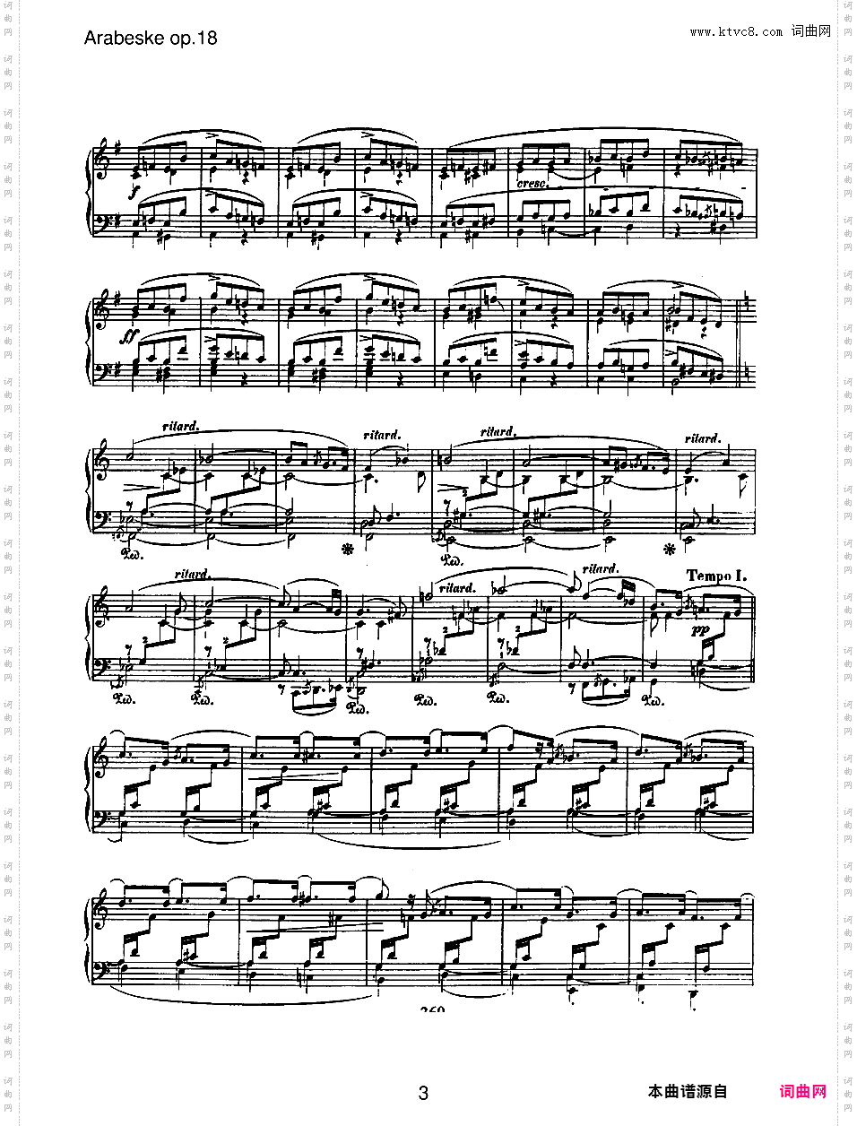 阿拉伯风格曲 Arabesque Op·18